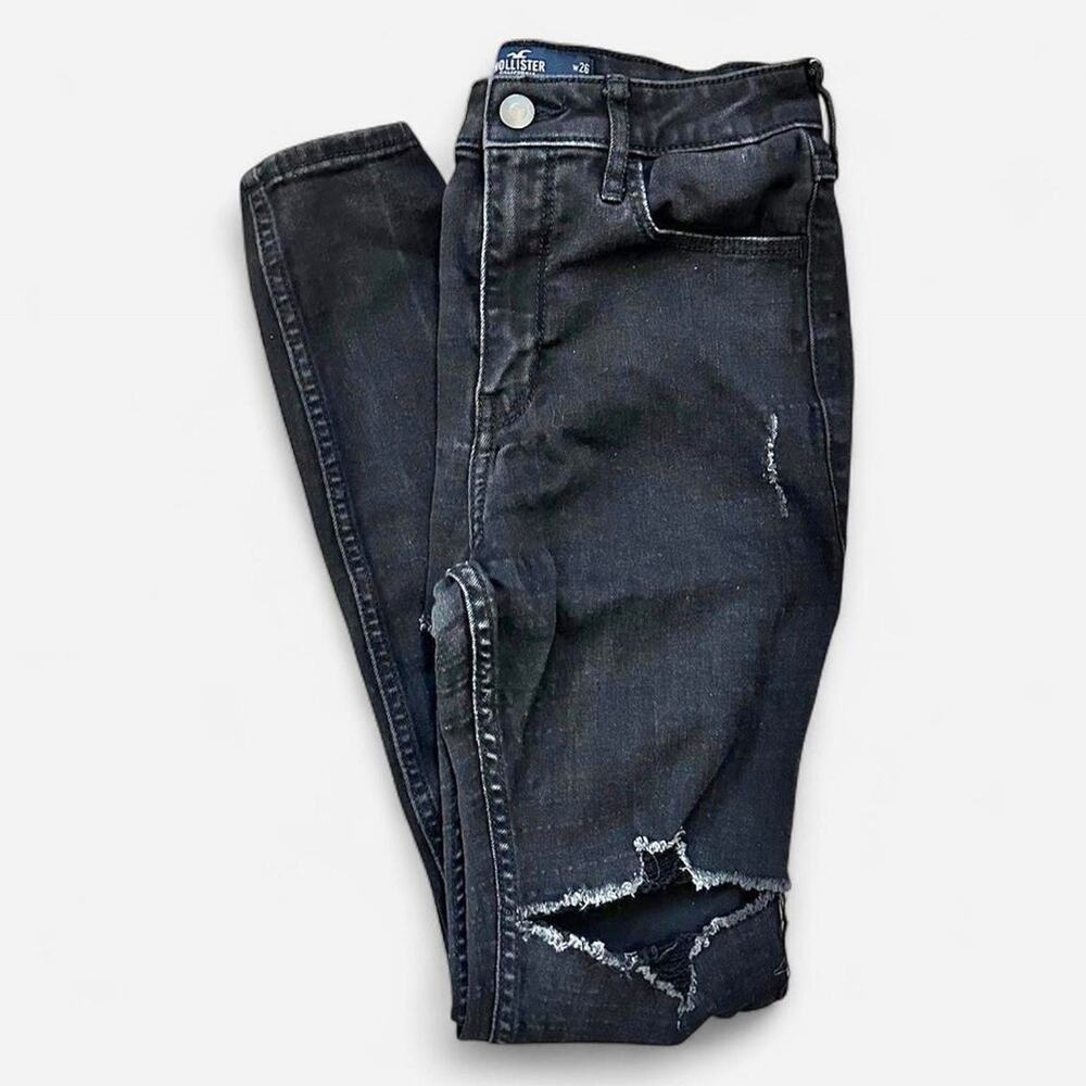 Hollister Ripped Skinny Black denim jeans distress 3Short petite junior 3San